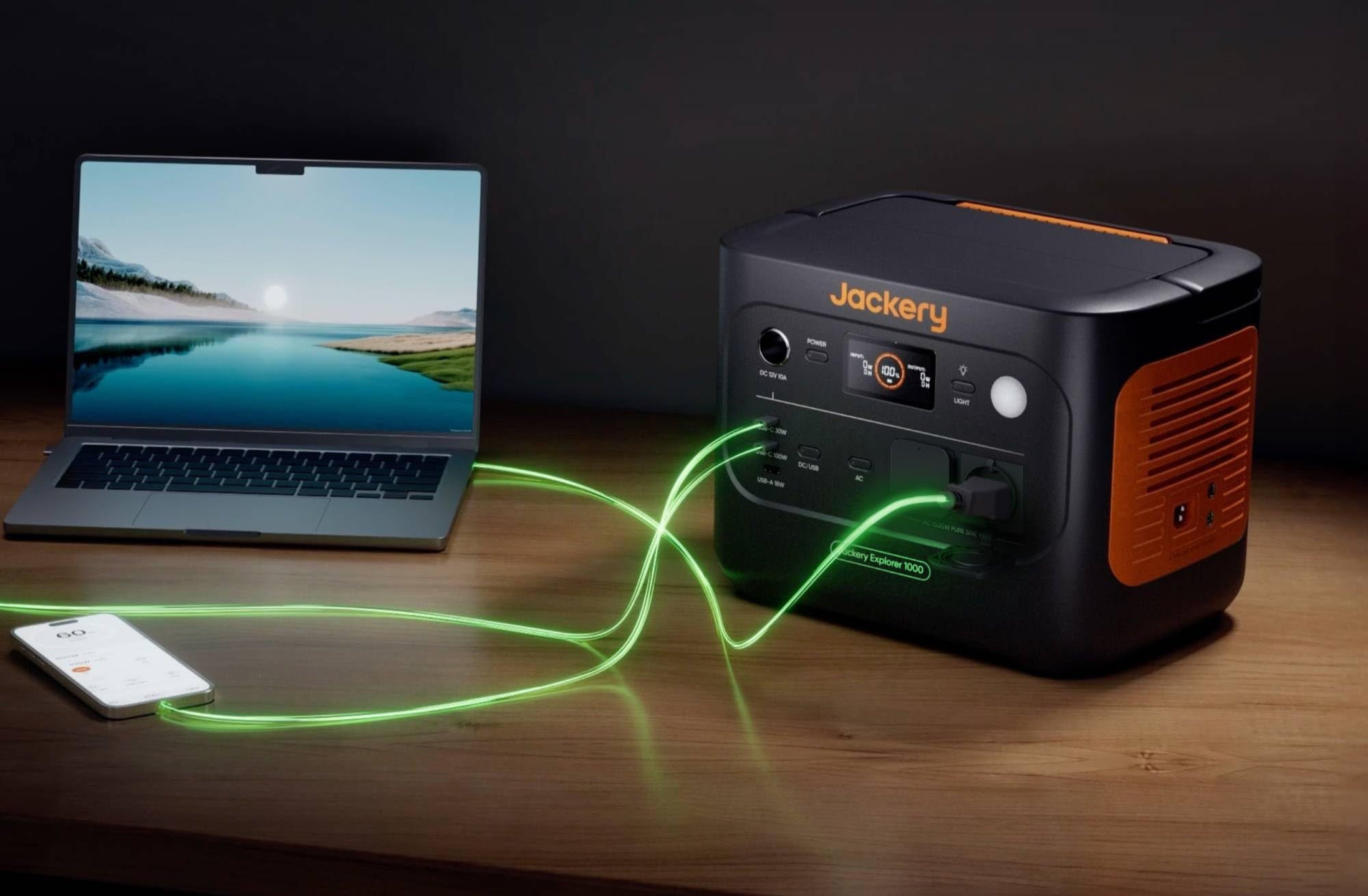 Jackery Explorer 1000 v2 Tragbare Powerstation,1070Wh LiFePO4 Solargenerator,1500W AC/100W USB-C Ausgang, 1 Std. Schnellladung, LFP Powerstation für Outdoor Camping, Wohnmobil, Notfall