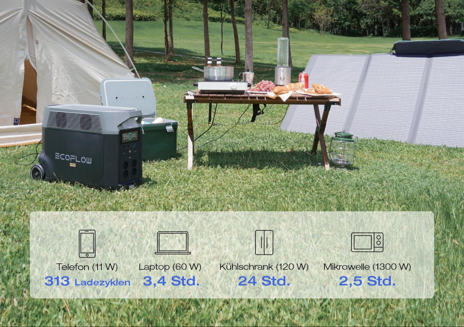 EF ECOFLOW DELTA Pro tragbare Powerstation 3600Wh, Solar Generator LiFePO4-Batterie mit 3600W AC Ausgängen, erweiterbare Stromversorgung bis zu 25kWh, Stromspeicher für Zuhause, Stromausfall, Reise