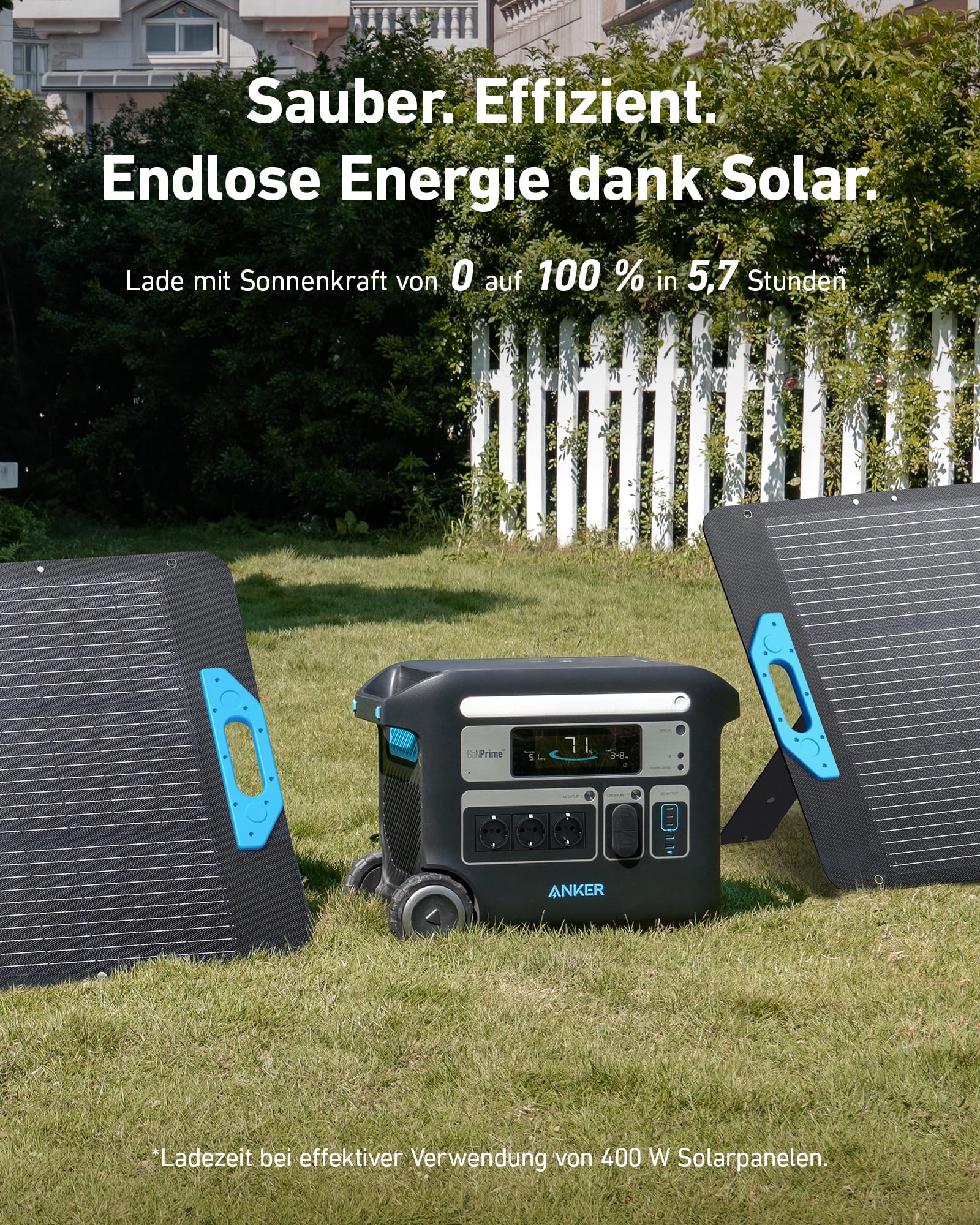 Anker SOLIX F2000 tragbare Powerstation, Powerhouse 767, 2048Wh GaNPrime Solargenerator mit 2300W AC Ausgang, 6× längere Lebensdauer der LiFePO4, 3500W Überspannungsausgang für Camping, Notstrom