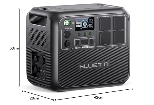 BLUETTI Solar Generator AC200L, 2048Wh LiFePO4 Akku, erweiterbar auf 8192Wh mit 4 2400W AC Ausgängen (3600W Power Lifting), Solargenerator für Camping, Hausgebrauch, Notfall