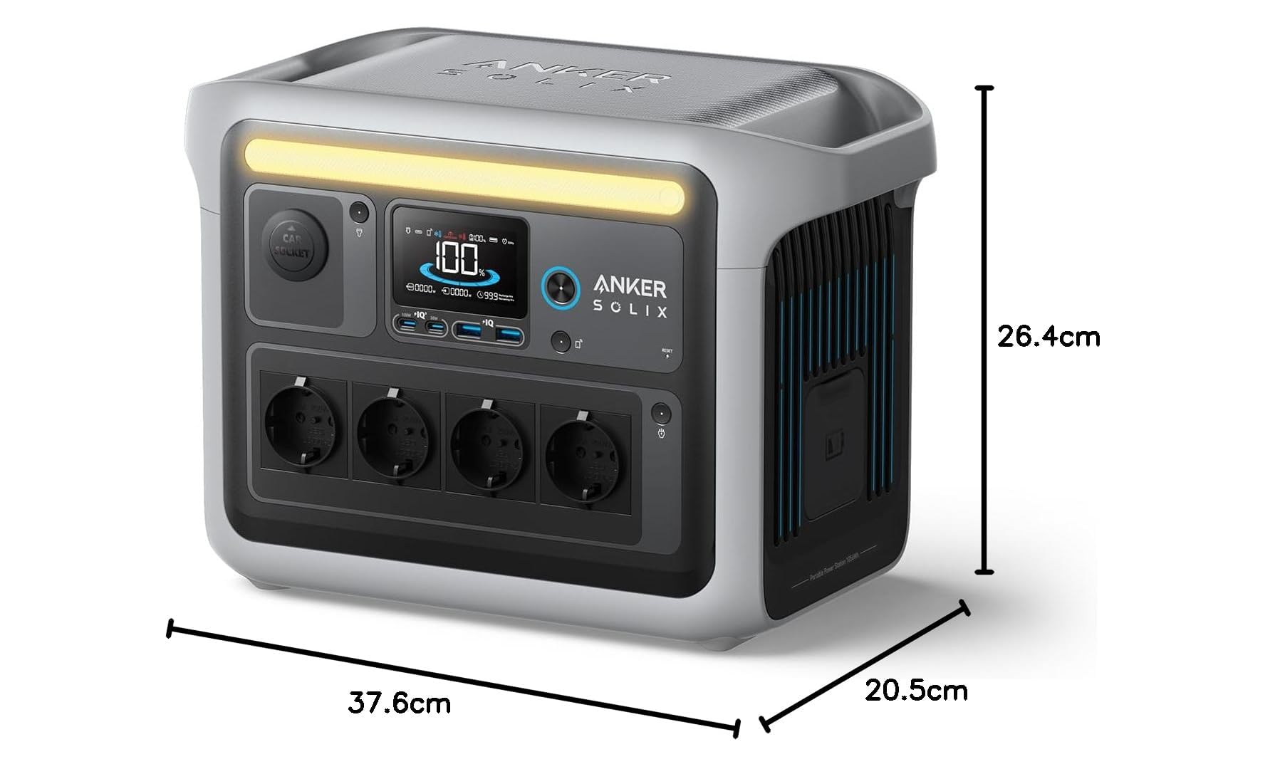 Anker SOLIX C1000 Tragbare Powerstation, LiFePO4, 1800W Solargenerator, 100% geladen in 58 Min. mit UltraFast Modus, LFP Powerstation für Outdoor, Camping und Stromreserve (Optionales Solarpanel)