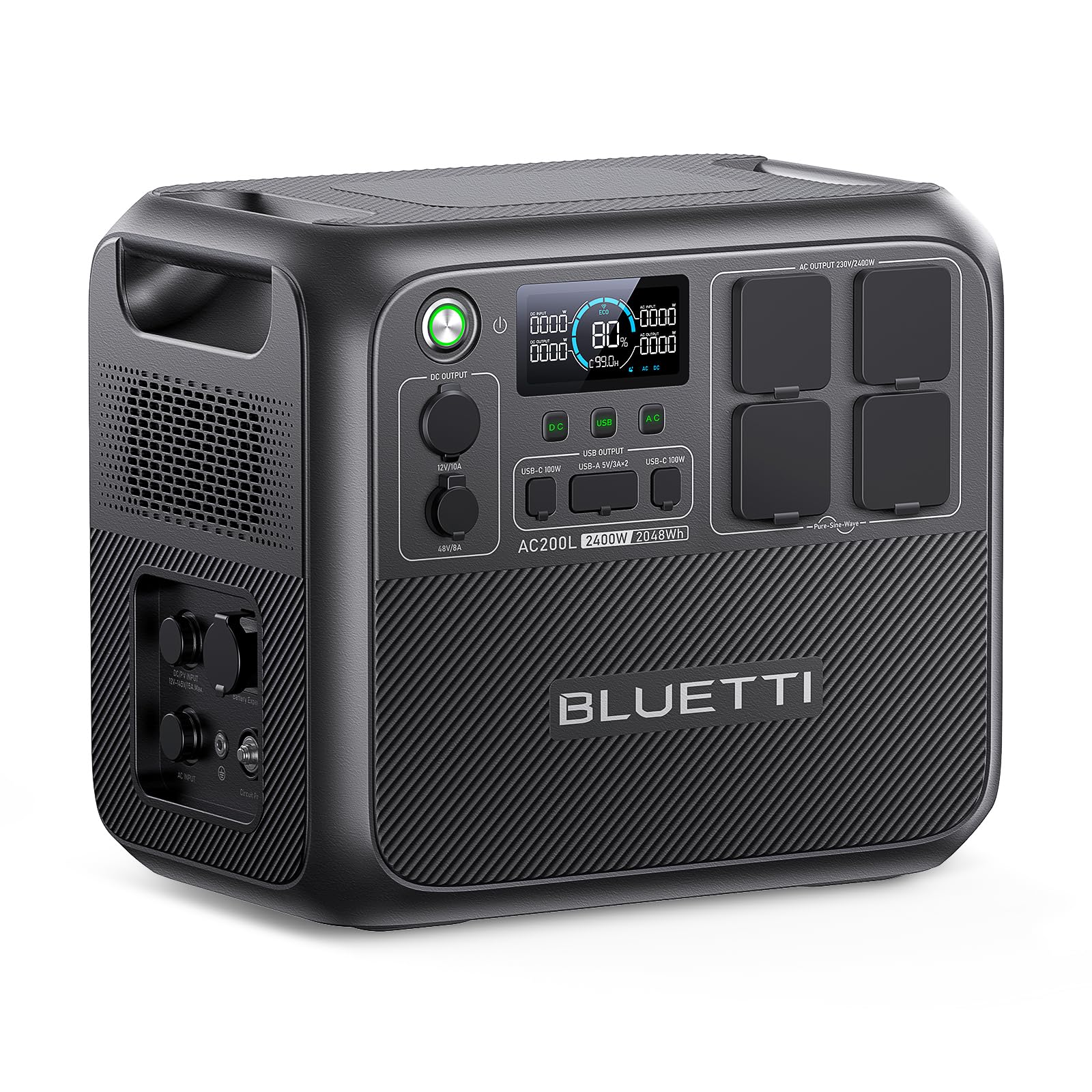 BLUETTI Solar Generator AC200L, 2048Wh LiFePO4 Akku, erweiterbar auf 8192Wh mit 4 2400W AC Ausgängen (3600W Power Lifting), Solargenerator für Camping, Hausgebrauch, Notfall