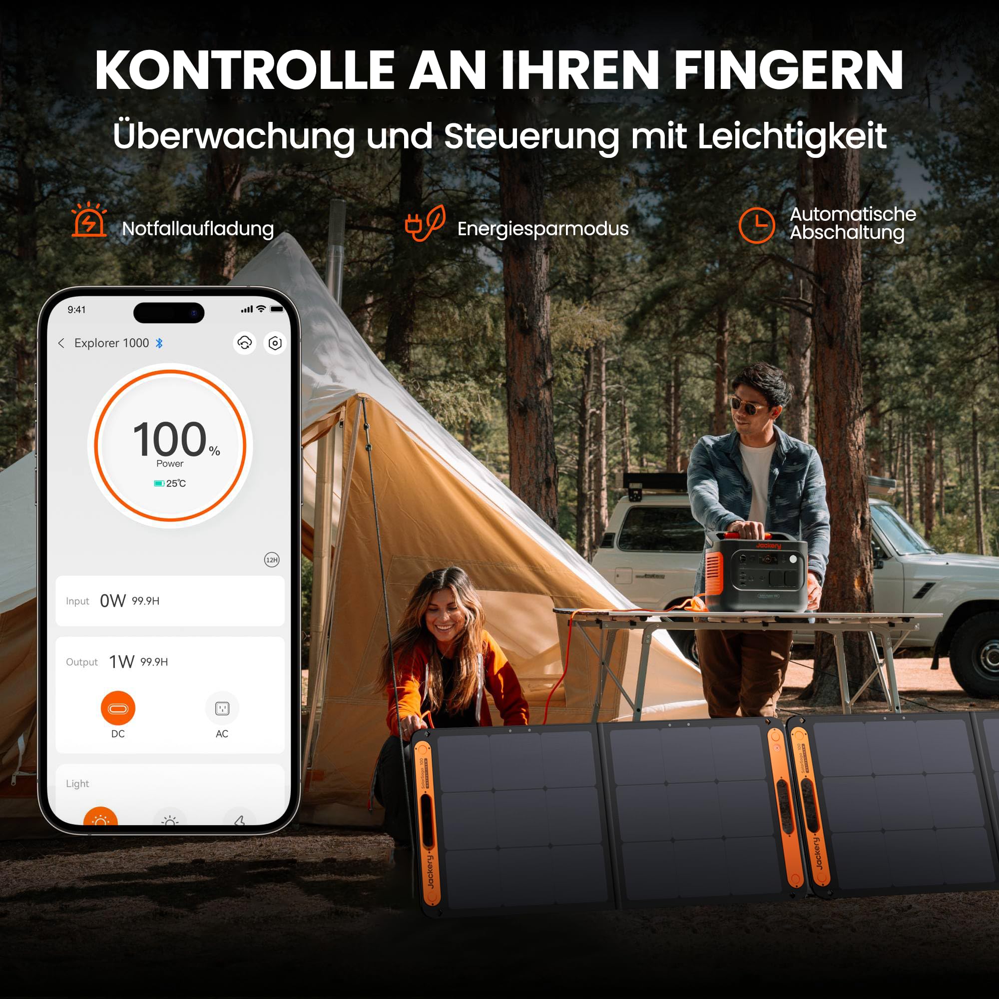 Jackery Explorer 1000 v2 Tragbare Powerstation,1070Wh LiFePO4 Solargenerator,1500W AC/100W USB-C Ausgang, 1 Std. Schnellladung, LFP Powerstation für Outdoor Camping, Wohnmobil, Notfall